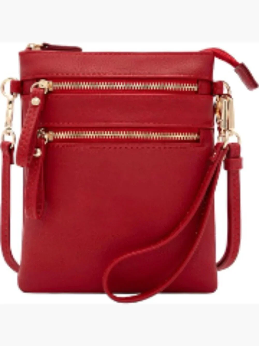 Faux Leather Crossbody Bag with Multi Zip Pockets and Detachable Wristlet